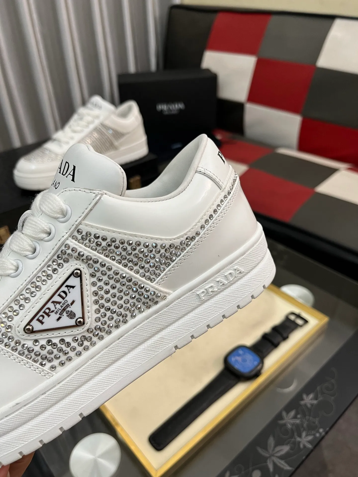 Men's shoes 💰680⌚️⌚️【PRADA】Prada - high-end quality original order 🔍🔍🔍casual sports shoes - Upper: 🔝 Nappa calfskin, perforated calfskin, shoe body sewn brand metal fasteners, tongue screen-printed high frequency brand logo - Lining: water-dyed cowhide - Outsole: ultra-light TPU foam rubber; two-color molded outsole -Ultra-high quality control and fine workmanship: outstanding (high-end, extravagance, class) -Size: 38-44 (45, can be customized)